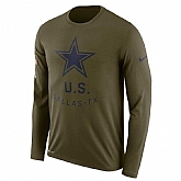 Men's Dallas Cowboys Nike Salute to Service Sideline Legend Performance Long Sleeve T-Shirt Olive,baseball caps,new era cap wholesale,wholesale hats